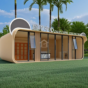 Grand espace 2 chambres préfabriquées Apple Cabin House en acier étanche chez l'habitant avec salle <span class=keywords><strong>de</strong></span> soleil pour villas - Product Image 3