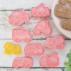 Ensemble de découpoirs à biscuits en plastique pour véhicules de construction, motif voiture de dessin animé, pour la pâtisserie - Product Image 3