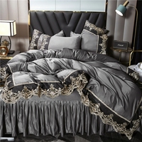 Drap de lit brodé 100% draps de lit en soie de mûrier lavé ensemble de literie soyeux de 4 pièces