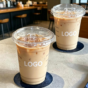 Gobelets jetables transparents en PET avec couvercles, calibre 98, 12/14/16/18/20/24 oz, personnalisables avec logo, pour café glacé, latte et jus - Product Image 1