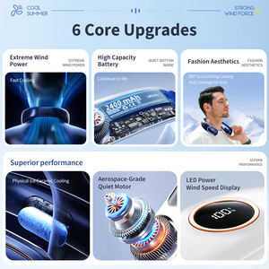 Ventilateur de cou portable sans pales, alimenté par batterie, rechargeable par USB, avec affichage numérique, ventilateur tour de cou mains libres - Product Image 5