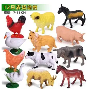 12 one-bag family set wild animal toys, dinosaurs and livestock models, plastic children's animal toys collection.