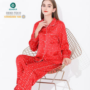 Pijamas de seda para mujer ET Loose Conjunto de 2 piezas Manga larga <span class=keywords><strong>Sábado</strong></span> Punto Verano Venta al por mayor - Product Image 1