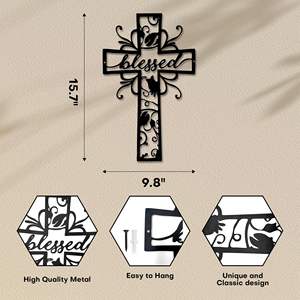 Croci da <span class=keywords><strong>Parete</strong></span> Cristiane per Arredamento Casa - Croce in Metallo Premium, Elegante Decorazione Spirituale da <span class=keywords><strong>Parete</strong></span> con Design Senza Tempo - Benedetta - Product Image 2