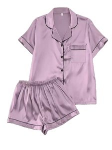 Ensemble de pyjama <span class=keywords><strong>2</strong></span> pièces pour femme, mignon et confortable, avec col rabattu, taille élastique, manches courtes et pantalon – Idéal pour dormir, la détente ou la nuit - Product Image 5