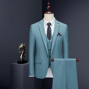 Set completo da <span class=keywords><strong>uomo</strong></span> in tre pezzi in stile coreano <span class=keywords><strong>Slim</strong></span>-<span class=keywords><strong>Fit</strong></span> <span class=keywords><strong>Blazer</strong></span> per abiti da cerimonia da <span class=keywords><strong>uomo</strong></span> - Product Image 4