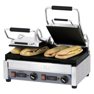 Plancha para Panini Premium de Doble Cara con Superficie Lisa y Temporizador para Preparar Sándwiches - Product Image 1