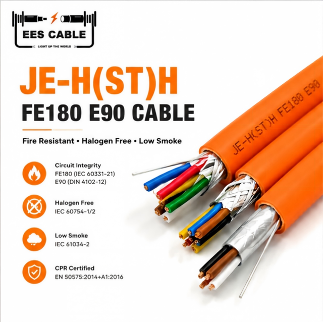 225V JE-H(St)H FE180 E90 CU Silicone Rubber Insulated Halogen-Free Outer Sheath Fire-Resistant Signal Cable Wire EESCABLE