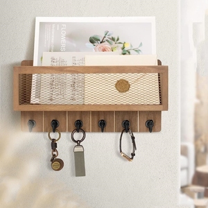 202605 Organizador de Llaves Decorativo de Madera para Pared, con Ganchos para Llaves y Estante de Almacenamiento para Montar en la Pared - Product Image 2
