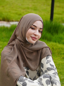 Khaki Retro Đồng Bằng Phương Pháp Hijab Hồi Giáo Tùy Chỉnh Màu Sắc Sọc Crepe Hijab Khăn Choàng Khăn Elegent Mềm Kết Cấu Crepe Hijab Cho Phụ Nữ - Product Image 3