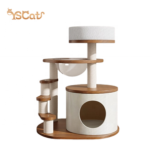Kelas atas ramah lingkungan furnitur pohon kucing kondominium mewah alami pohon kucing dengan Sisal untuk menggaruk kayu kucing Pohon Menara - Product Image 2