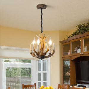Lámpara de Araña de Resina con Diseño de Asta de Ciervo, <span class=keywords><strong>Estilo</strong></span> Americano Retro, para Sala de Estar, <span class=keywords><strong>Comedor</strong></span>, Decoración Nórdica Creativa para Cafetería, Casa de Huéspedes o Cabaña - Product Image 1