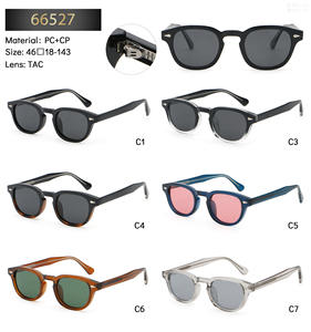 2025ユニセックス高級ラウンド偏光レンズサングラスレトロヴィンテージPC + CPメタルコアフレームブラックUV400アウトドアサングラス - Product Image 2