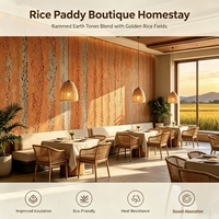 Panneau mural flexible en travertin grande dalle, texture rainurée effet terre battue, résistant aux intempéries, ignifuge A1, pour extérieur de villas, boutiques et gîtes.