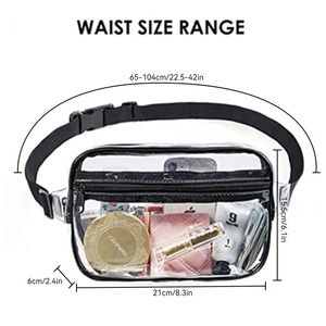 Özelleştirmek stadyum onaylı şeffaf bel paketi moda bel çantası kadınlar temizle PVC Fanny paketi ayarlanabilir kayış ile - Product Image 3