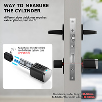 Cerradura Inteligente para Puerta Digital con Huella Dactilar y WiFi, Estándar Europeo, Cilindro Inteligente con Doble Aplicación Tuya y TT Lock, Longitud Ajustable