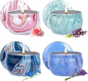 Commercio all'ingrosso candele profumate personalizzate Set regalo di cera di soia di lunga durata 4 Pack Set di candele per aromaterapia