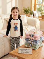 Conjunto de Pijamas Unisex para Niños, 95% Algodón, 5% Elastano, Delgado, de Verano, Manga Larga, Pantalones Largos, Transpirable, Suave, Ropa de Dormir para Niños, 2 Piezas