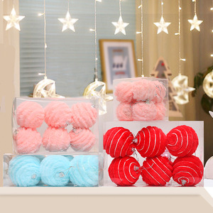 Nouvelles boules de Noël en mousse longue et moelleuse 6CM 7CM 8CM Rouge Rose Bleu Ornements suspendus pour arbre de Noël - Product Image 1