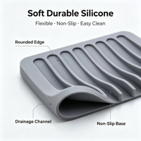 Plateau à savon personnalisé en silicone antidérapant à séchage rapide, auto-drainant pour salle de bain, douche, comptoir de cuisine