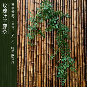 Hojas de Rosa Artificiales de 180 cm, Decoración de Pared Interior, Planta Verde Colgante, Flor de Seda de Alta Simulación - Product Image 1