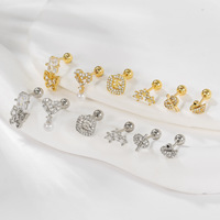 Boucles d'oreilles clous ZUOLA plaquées or, hypoallergéniques, avec motif spirale, étoile et papillon, imitation perle, pour usage quotidien