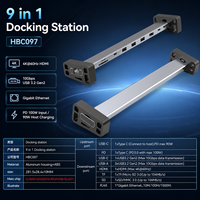 Station d'accueil USB-C 9 en 1, HDMI 4K*60Hz, USB3.2 Gen2 10 Gbps, Ethernet 1000M, lecteur de cartes SD TF, PD 90W, station d'accueil USB-C pour ordinateur portable