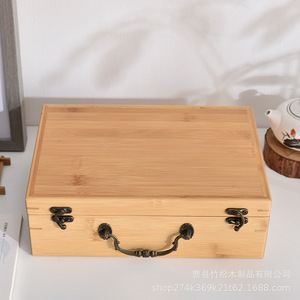 Bamboo Tea <b>Storage</b> <b>Box</b> Rectangle 10cm High <b>Lockable</b> Gift Packaging Craft Wooden <b>Box</b> - Product Image 2