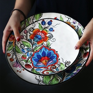 Handmade Irregular Porcelain 6 PCS Bohemian Steak Plate Set <b>Dinnerware</b> Set - Product Image 4