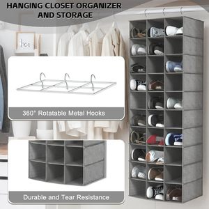 Hanging <b>Shoe</b> Organizer 30 Sections Rectangular Non Woven Fabric Hook Type For Closet Bedroom <b>Storage</b> Shelves <b>Space</b> <b>Saving</b> - Product Image 4
