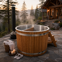 Sauna et bain à remous extérieur combinés Warmfire pour 2 personnes, 60 gallons+, idéal appartement, parc, salle de sport, avec chauffage au bois 6KW en acier inoxydable