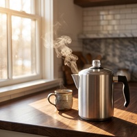 Cafetière portable Potobelo KF en acier inoxydable écologique avec couvercle, design moderne