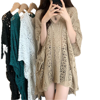 <strong>Womens</strong> Crochet Knit Cover up <strong>Dress</strong> | V-Neck Batwing Sleeve Loose Beach Tunic for <strong>Summer</strong> Resort & Vacation