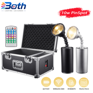 ไฟสปอตพกพาขนาดเล็ก 10W LED ควบคุมแบบไร้สาย ใช้แบตเตอรี่ เหมาะสำหรับงานดีเจ คาราโอเกะ ปาร์ตี้คริสต์มาส - Product Image 1