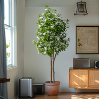 Vente chaude Pot Noir Myrte Pêche Fleur Branche Buis Arbre Artificiel En Plastique Verdure Plantes pour La Maison ou Le Bureau Décor