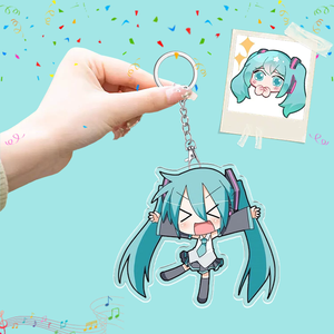 Porte-clés Hatsune Miku, accessoire d'anime, porte-clés en acrylique de 6 cm, décoration de <span class=keywords><strong>sac</strong></span> de dessin animé, porte-clés mignon, cadeaux d'anniversaire pour amis et fans - Product Image 1