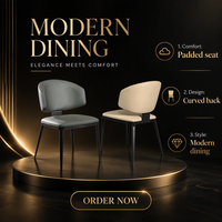 Chaise de salle à manger moderne en cuir avec dossier semi-circulaire, design stable, siège rembourré, pieds en métal pour salles à manger et hôtels