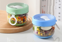 Mengyi WSD-ZC-01 600ml Contenant alimentaire portable transparent en PP+PC+silicone, classique, pour la conservation de la fraîcheur, pouvant être chauffé à la vapeur
