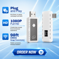 OEM Witte Draadloze HDMI RX & USB-C TX Kit, 98ft/30m 1080p, Plug and Play, Stream Video/Audio naar TV/Monitor vanaf Telefoon/Laptop
