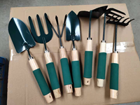 Kit d'outils de jardinage manuels pour la maison, avec manches en bois et mousse, comprenant une truelle, une pelle, une fourche et un râteau, pour l'entretien des bonsaïs, des pots de fleurs et des plantes.