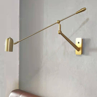 Nouvelle applique murale moderne minimaliste noire et or, réglable et rotative, pour salon, chambre à coucher, salle à manger, lampe murale à bras articulé