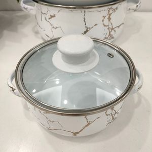 Boyang ensemble de casseroles <span class=keywords><strong>en</strong></span> émail de haute qualité, <span class=keywords><strong>16</strong></span>-24 <span class=keywords><strong>CM</strong></span>, 5 pièces, décalcomanie complète plaquée avec des ustensiles de cuisine <span class=keywords><strong>en</strong></span> émail doré véritable - Product Image 4