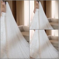 Voiles de mariée LY-WV0022 voile de mariage avec peigne dentelle 3m doux Tulle ivoire Double couches accessoires de mariage