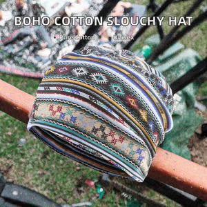 Bonnet chimio ample et décontracté en coton 100% avec logo personnalisé, motif jacquard Paisley, style bohème chic d'été, pour hommes et femmes - Product Image 2