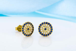 Dylam-pendientes plata de primera ley y circón para mujer, aretes pequeños, plata esterlina 925, Circonia cúbica, zirconia, circonita, zirconita, chapado en oro de 18K, color azul, turco - Product Image 4