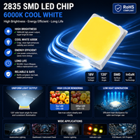 Puce LED SMD 2835 6000K Blanc Froid 18V Haute Luminosité Diode InGaN 120° RoHS 1000mW Encapsulation Silicone pour Voiture