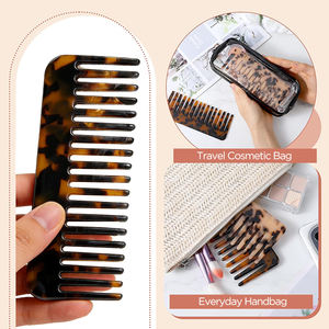 Peine de pelo de acetato antiestático personalizado, pequeño, portátil, con diseño de leopardo y efecto mármol, de dientes anchos, tipo <span class=keywords><strong>cepillo</strong></span>. - Product Image 6