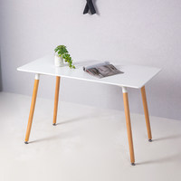 Table à manger rectangulaire minimaliste avec chaises, ensemble de table en MDF avec pieds en bois pour la maison, la chambre, le restaurant, le café, l'appartement, meubles