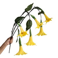 Bunga Datura PU Real Touch Dekoratif Putih, Bunga Terompet Datura Buatan untuk Dekorasi Rumah dan Pernikahan