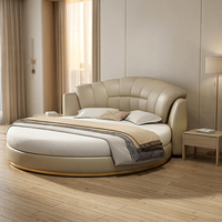 Lit double réglable en cuir Queen, moderne, simple, luxueux, confortable et moelleux pour chambre principale, mariage de princesse